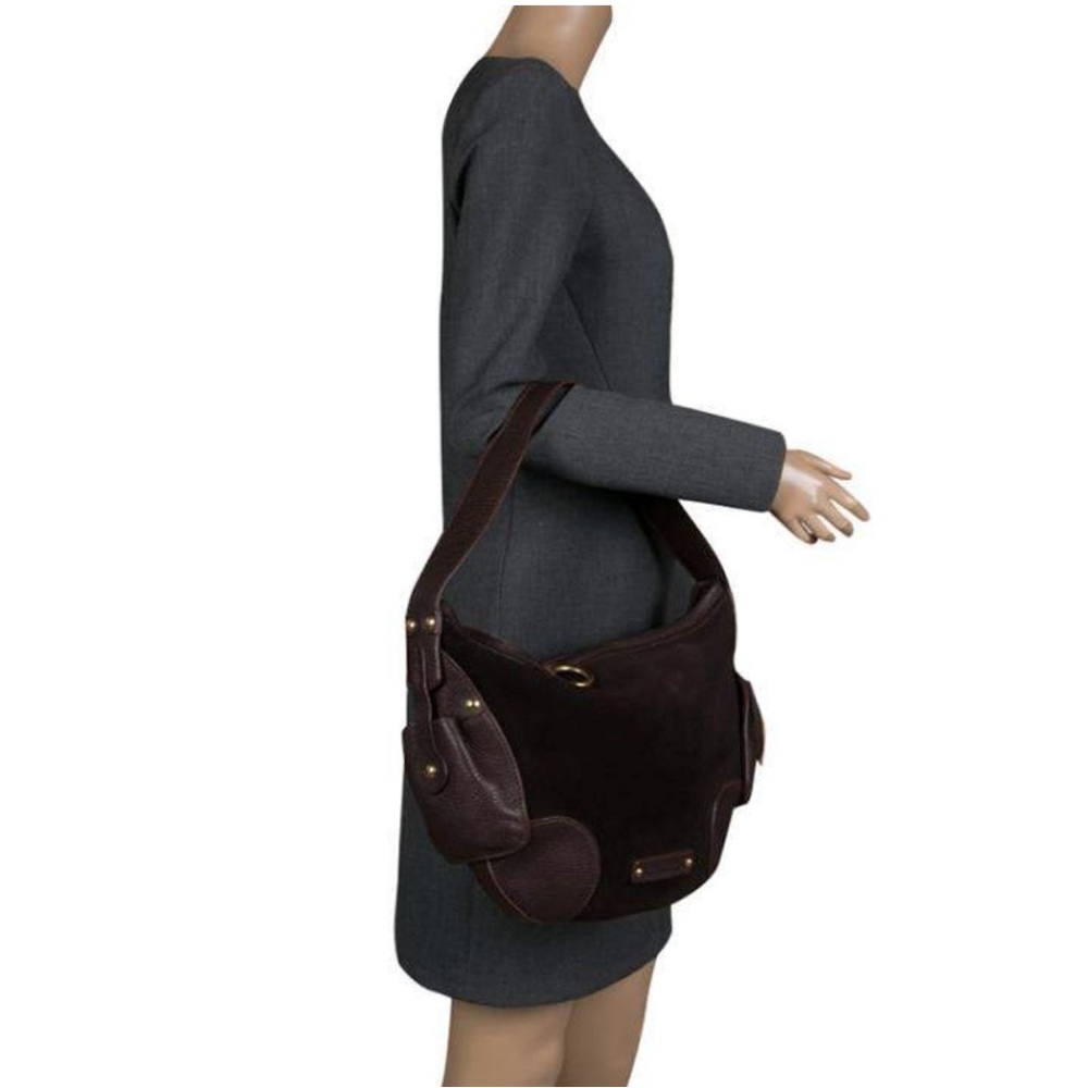 Salvatore Ferragamo Dark Brown Suede Hobo Bag
